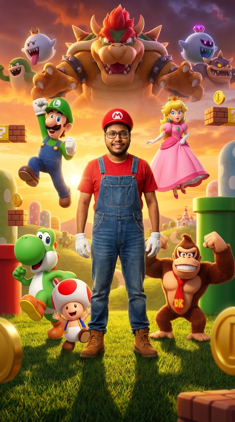 Cinematic Mario Universe Portrait (Custom Face + Realistic Style)