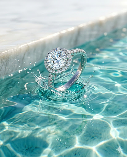 Luxury Ring Falling Into Water (AI Jewelry Visual Prompt)